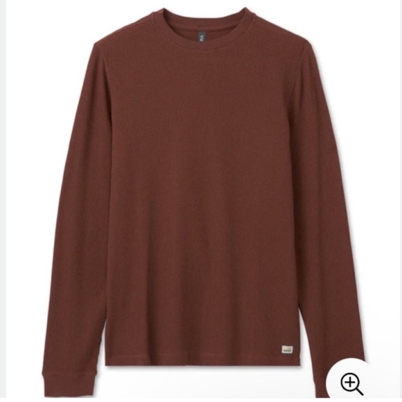 Vuori Small Waffle Knit Crew Neck Sleeve Chestnut - Picture 2 of 13